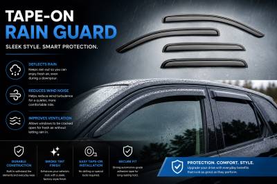Black Horse Off Road - Black Horse Off Road [BHOR] |Tape On Rain Guard/Wind Deflectors|2001-2012 Ford Escape /2005-2012 Ford Escape /2005-2011 Mercury Mariner /2008-2011 Mazda Tribute |Smoke,4Pcs|#140616 - Image 8