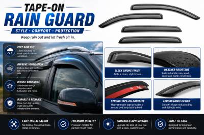 Black Horse Off Road - Black Horse Off Road [BHOR] |Tape On Rain Guard/Wind Deflectors|1999-2016 Ford F-250,F-350,F-450,F-550 Super Duty Crew Cab|Smoke,4Pcs|#140630 - Image 3