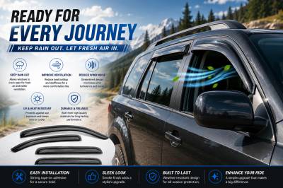 Black Horse Off Road - Black Horse Off Road [BHOR] |Tape On Rain Guard/Wind Deflectors|1999-2016 Ford F-250,F-350,F-450,F-550 Super Duty Crew Cab|Smoke,4Pcs|#140630 - Image 4