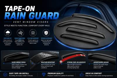 Black Horse Off Road - Black Horse Off Road [BHOR] |Tape On Rain Guard/Wind Deflectors|1999-2016 Ford F-250,F-350,F-450,F-550 Super Duty Crew Cab|Smoke,4Pcs|#140630 - Image 5
