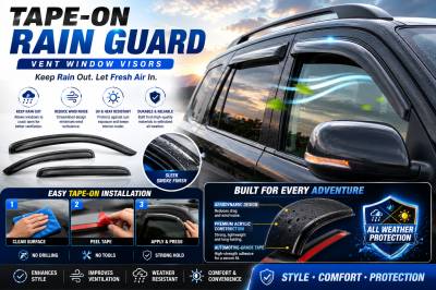 Black Horse Off Road - Black Horse Off Road [BHOR] |Tape On Rain Guard/Wind Deflectors|1999-2016 Ford F-250,F-350,F-450,F-550 Super Duty Crew Cab|Smoke,4Pcs|#140630 - Image 6
