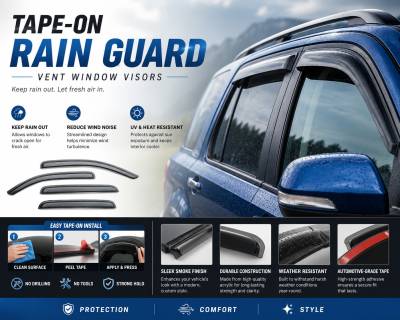 Black Horse Off Road - Black Horse Off Road [BHOR] |Tape On Rain Guard/Wind Deflectors|1999-2016 Ford F-250,F-350,F-450,F-550 Super Duty Crew Cab|Smoke,4Pcs|#140630 - Image 8
