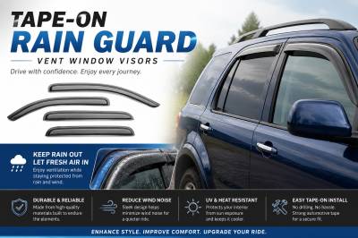 Black Horse Off Road - Black Horse Off Road [BHOR] |Tape On Rain Guard/Wind Deflectors|1999-2016 Ford F-250,F-350,F-450,F-550 Super Duty Crew Cab|Smoke,4Pcs|#140630 - Image 10