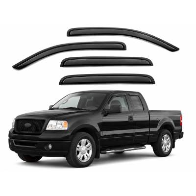 Black Horse Off Road [BHOR] |Tape On Rain Guard/Wind Deflectors|2004-2008 Ford F-150 Extended Cab|Smoke,4Pcs|#140640
