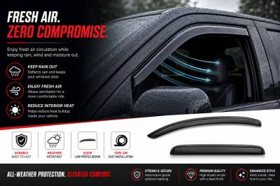 Black Horse Off Road - Black Horse Off Road [BHOR] |Tape On Rain Guard/Wind Deflectors|2004-2008 Ford F-150 Extended Cab|Smoke,4Pcs|#140640 - Image 8