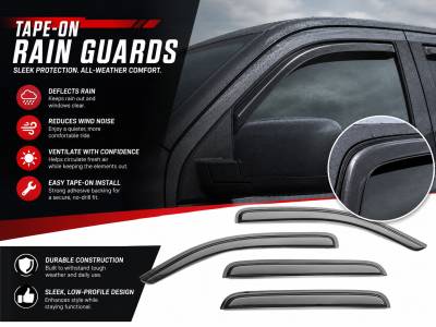 Black Horse Off Road - Black Horse Off Road [BHOR] |Tape On Rain Guard/Wind Deflectors|2004-2008 Ford F-150 Extended Cab|Smoke,4Pcs|#140640 - Image 10