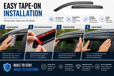 Black Horse Off Road - Black Horse Off Road [BHOR] |Tape On Rain Guard/Wind Deflectors|2015-2024 Ford Edge |Smoke,4Pcs|#140660 - Image 3