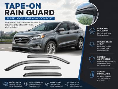 Black Horse Off Road - Black Horse Off Road [BHOR] |Tape On Rain Guard/Wind Deflectors|2015-2024 Ford Edge |Smoke,4Pcs|#140660 - Image 5