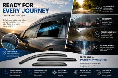 Black Horse Off Road - Black Horse Off Road [BHOR] |Tape On Rain Guard/Wind Deflectors|2015-2024 Ford Edge |Smoke,4Pcs|#140660 - Image 8