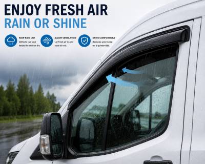 Black Horse Off Road - Black Horse Off Road [BHOR] |Tape On Rain Guard/Wind Deflectors|2015-2025 Ford Transit-150 /2015-2025 Ford Transit-250 /2015-2025 Ford Transit-350 HD |Smoke,2Pcs|#140676 - Image 4