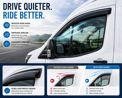 Black Horse Off Road - Black Horse Off Road [BHOR] |Tape On Rain Guard/Wind Deflectors|2015-2025 Ford Transit-150 /2015-2025 Ford Transit-250 /2015-2025 Ford Transit-350 HD |Smoke,2Pcs|#140676 - Image 5