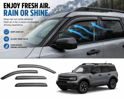 Black Horse Off Road - Black Horse Off Road [BHOR] |Tape On Rain Guard/Wind Deflectors|2021-2024 Ford Bronco Sport |Smoke,4Pcs|#140713 - Image 5