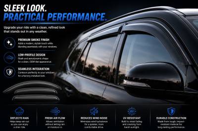 Black Horse Off Road - Black Horse Off Road [BHOR] |Tape On Rain Guard/Wind Deflectors|2017-2022 Honda CR-V |Smoke,4Pcs|#140738 - Image 3