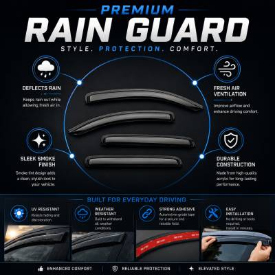Black Horse Off Road - Black Horse Off Road [BHOR] |Tape On Rain Guard/Wind Deflectors|2018-2024 Honda Odyssey |Smoke,4Pcs|#140754 - Image 3