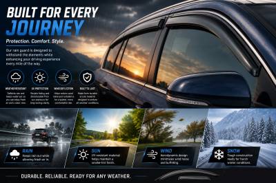 Black Horse Off Road - Black Horse Off Road [BHOR] |Tape On Rain Guard/Wind Deflectors|2018-2024 Honda Odyssey |Smoke,4Pcs|#140754 - Image 5