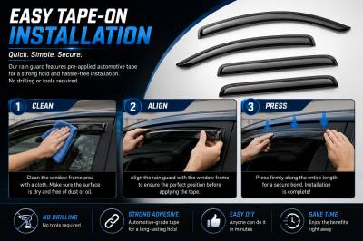 Black Horse Off Road - Black Horse Off Road [BHOR] |Tape On Rain Guard/Wind Deflectors|2018-2024 Honda Odyssey |Smoke,4Pcs|#140754 - Image 6