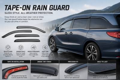 Black Horse Off Road - Black Horse Off Road [BHOR] |Tape On Rain Guard/Wind Deflectors|2018-2024 Honda Odyssey |Smoke,4Pcs|#140754 - Image 10