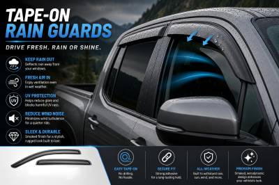 Black Horse Off Road - Black Horse Off Road [BHOR] |Tape On Rain Guard/Wind Deflectors|2017-2024 Honda Ridgeline |Smoke,4Pcs|#140762 - Image 3