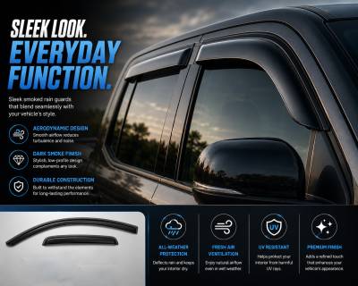 Black Horse Off Road - Black Horse Off Road [BHOR] |Tape On Rain Guard/Wind Deflectors|2017-2024 Honda Ridgeline |Smoke,4Pcs|#140762 - Image 5