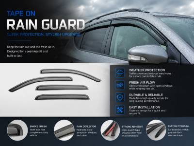 Black Horse Off Road - Black Horse Off Road [BHOR] |Tape On Rain Guard/Wind Deflectors|2010-2015 Hyundai Tucson |Smoke,4Pcs|#140807 - Image 3