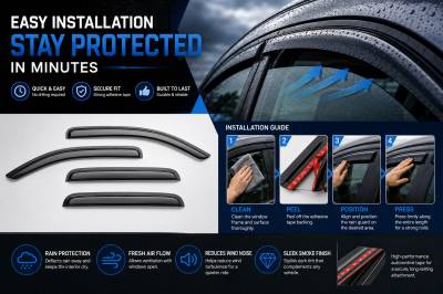 Black Horse Off Road - Black Horse Off Road [BHOR] |Tape On Rain Guard/Wind Deflectors|2010-2015 Hyundai Tucson |Smoke,4Pcs|#140807 - Image 5
