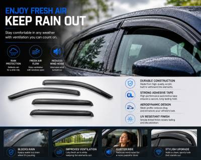 Black Horse Off Road - Black Horse Off Road [BHOR] |Tape On Rain Guard/Wind Deflectors|2010-2015 Hyundai Tucson |Smoke,4Pcs|#140807 - Image 6