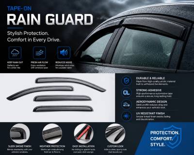 Black Horse Off Road - Black Horse Off Road [BHOR] |Tape On Rain Guard/Wind Deflectors|2010-2015 Hyundai Tucson |Smoke,4Pcs|#140807 - Image 8