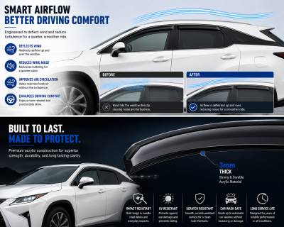 Black Horse Off Road - Black Horse Off Road [BHOR] |Tape On Rain Guard/Wind Deflectors|2016-2022 Lexus RX350 /2016-2022 Lexus RX450H |Smoke,4Pcs|#141113 - Image 5