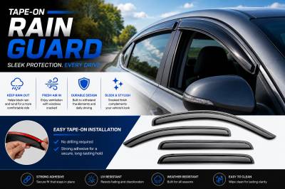 Black Horse Off Road - Black Horse Off Road [BHOR] |Tape On Rain Guard/Wind Deflectors|2012-2019 Nissan Versa |Smoke,4Pcs|#141501 - Image 3