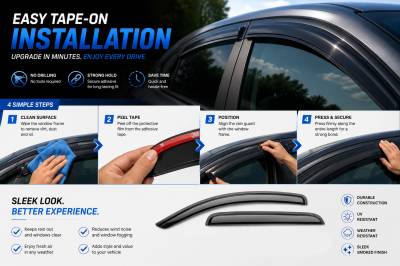 Black Horse Off Road - Black Horse Off Road [BHOR] |Tape On Rain Guard/Wind Deflectors|2012-2019 Nissan Versa |Smoke,4Pcs|#141501 - Image 4