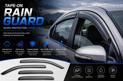 Black Horse Off Road - Black Horse Off Road [BHOR] |Tape On Rain Guard/Wind Deflectors|2012-2019 Nissan Versa |Smoke,4Pcs|#141501 - Image 7