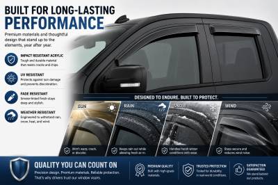 Black Horse Off Road - Black Horse Off Road [BHOR] |Tape On Rain Guard/Wind Deflectors|2016-2023 Nissan Titan XD Crew Cab/2017-2023 Nissan Titan Crew Cab|Smoke,4Pcs|#141537 - Image 8
