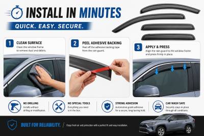 Black Horse Off Road - Black Horse Off Road [BHOR] |Tape On Rain Guard/Wind Deflectors|2019-2024 Toyota Rav4 |Smoke,4Pcs|#141613 - Image 7
