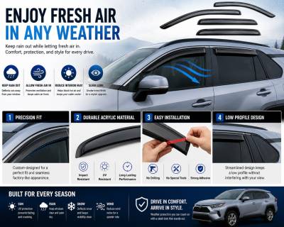 Black Horse Off Road - Black Horse Off Road [BHOR] |Tape On Rain Guard/Wind Deflectors|2019-2024 Toyota Rav4 |Smoke,4Pcs|#141613 - Image 8