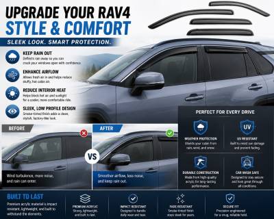 Black Horse Off Road - Black Horse Off Road [BHOR] |Tape On Rain Guard/Wind Deflectors|2019-2024 Toyota Rav4 |Smoke,4Pcs|#141613 - Image 10