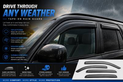 Black Horse Off Road - Black Horse Off Road [BHOR] |Tape On Rain Guard/Wind Deflectors|2003-2009 Toyota 4Runner |Smoke,4Pcs|#141640 - Image 5