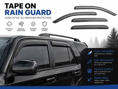 Black Horse Off Road - Black Horse Off Road [BHOR] |Tape On Rain Guard/Wind Deflectors|2003-2009 Toyota 4Runner |Smoke,4Pcs|#141640 - Image 6