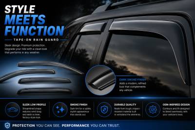 Black Horse Off Road - Black Horse Off Road [BHOR] |Tape On Rain Guard/Wind Deflectors|2003-2009 Toyota 4Runner |Smoke,4Pcs|#141640 - Image 7