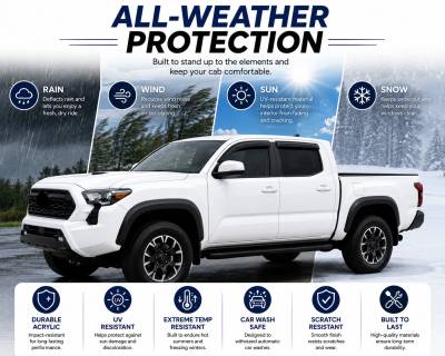 Black Horse Off Road - Black Horse Off Road [BHOR] |Tape On Rain Guard/Wind Deflectors|2016-2023 Toyota Tacoma Crew Cab|Smoke,4Pcs|#141648 - Image 6