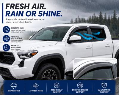 Black Horse Off Road - Black Horse Off Road [BHOR] |Tape On Rain Guard/Wind Deflectors|2016-2023 Toyota Tacoma Crew Cab|Smoke,4Pcs|#141648 - Image 3