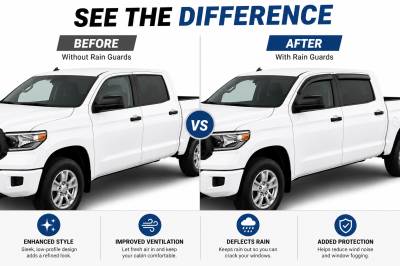 Black Horse Off Road - Black Horse Off Road [BHOR] |Tape On Rain Guard/Wind Deflectors|2007-2021 Toyota Tundra Double Cab|Smoke,4Pcs|#141655 - Image 3