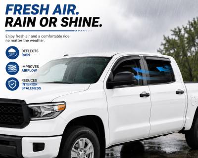 Black Horse Off Road - Black Horse Off Road [BHOR] |Tape On Rain Guard/Wind Deflectors|2007-2021 Toyota Tundra Double Cab|Smoke,4Pcs|#141655 - Image 4