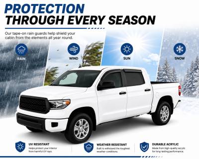 Black Horse Off Road - Black Horse Off Road [BHOR] |Tape On Rain Guard/Wind Deflectors|2007-2021 Toyota Tundra Double Cab|Smoke,4Pcs|#141655 - Image 6