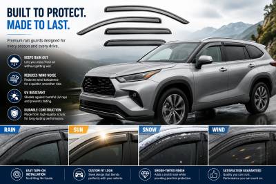 Black Horse Off Road - Black Horse Off Road [BHOR] |Tape On Raind Guard/Wind Deflectors|2020-2024 Toyota Highlander |Smoke,4Pcs|#141665 - Image 3