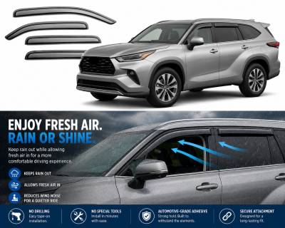 Black Horse Off Road - Black Horse Off Road [BHOR] |Tape On Raind Guard/Wind Deflectors|2020-2024 Toyota Highlander |Smoke,4Pcs|#141665 - Image 5