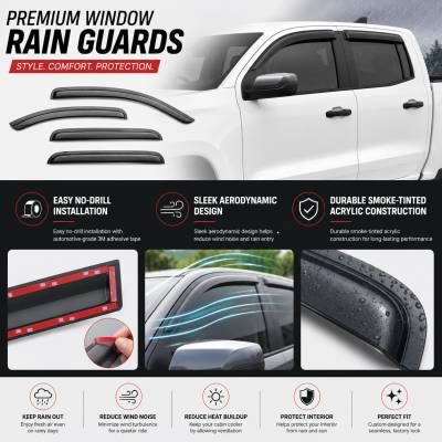 Black Horse Off Road - Black Horse Off Road [BHOR] |Tape On Rain Guard/Wind Deflectors|2023-2024 Chevrolet Colorado Crew Cab/2023-2024 GMC Canyon Crew Cab|Smoke,4Pcs|#144218 - Image 3