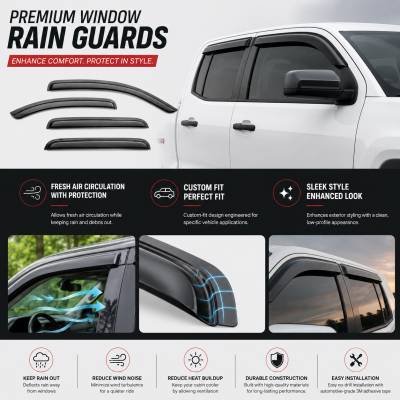 Black Horse Off Road - Black Horse Off Road [BHOR] |Tape On Rain Guard/Wind Deflectors|2023-2024 Chevrolet Colorado Crew Cab/2023-2024 GMC Canyon Crew Cab|Smoke,4Pcs|#144218 - Image 4
