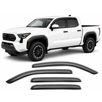 Black Horse Off Road [BHOR] |Tape On Rain Guard/Wind Deflectors|2024-2026 Toyota Tacoma Crew Cab  |Smoke,4Pcs|#144270