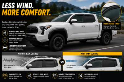 Black Horse Off Road - Black Horse Off Road [BHOR] |Tape On Rain Guard/Wind Deflectors|2024-2026 Toyota Tacoma Crew Cab  |Smoke,4Pcs|#144270 - Image 4