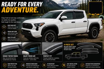 Black Horse Off Road - Black Horse Off Road [BHOR] |Tape On Rain Guard/Wind Deflectors|2024-2026 Toyota Tacoma Crew Cab  |Smoke,4Pcs|#144270 - Image 5